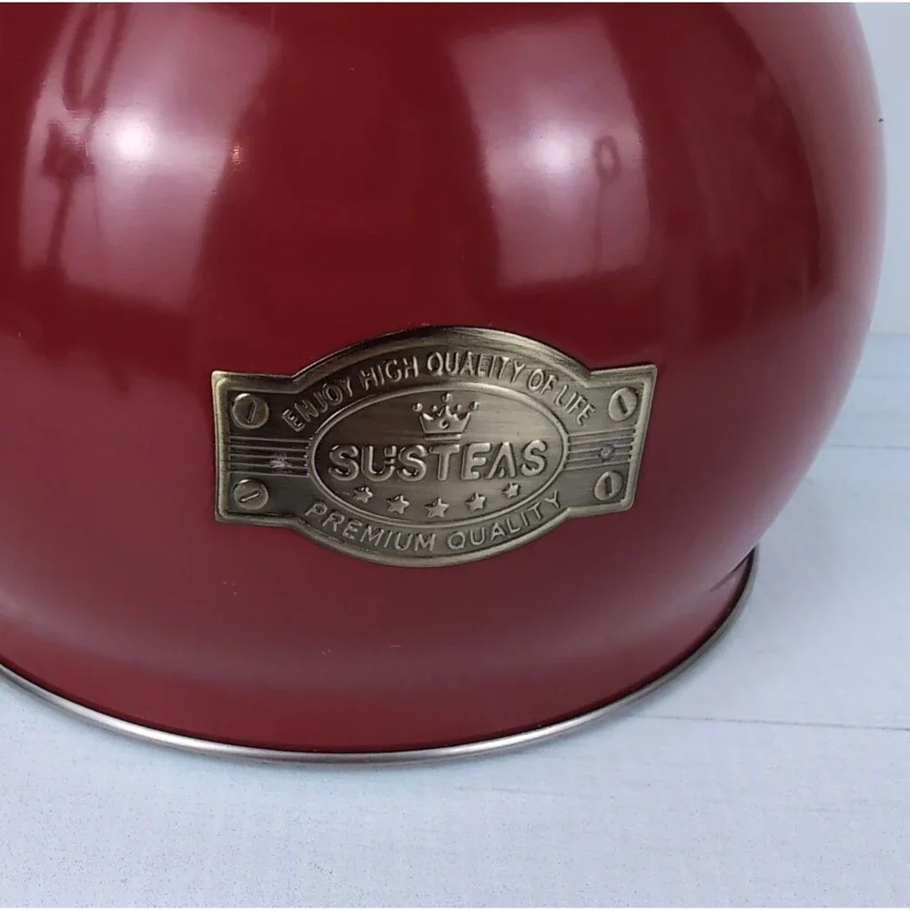Whistling Tea Kettle Red Susteas Stovetop Teapot 3 Qt Stainless Steel